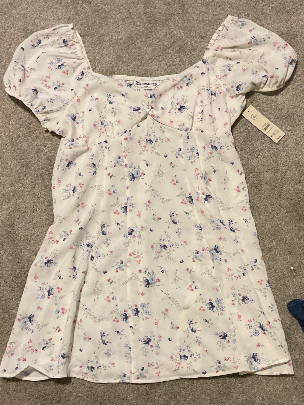 No Boundaries Cream Floral Puff Sleeve Girls Dress